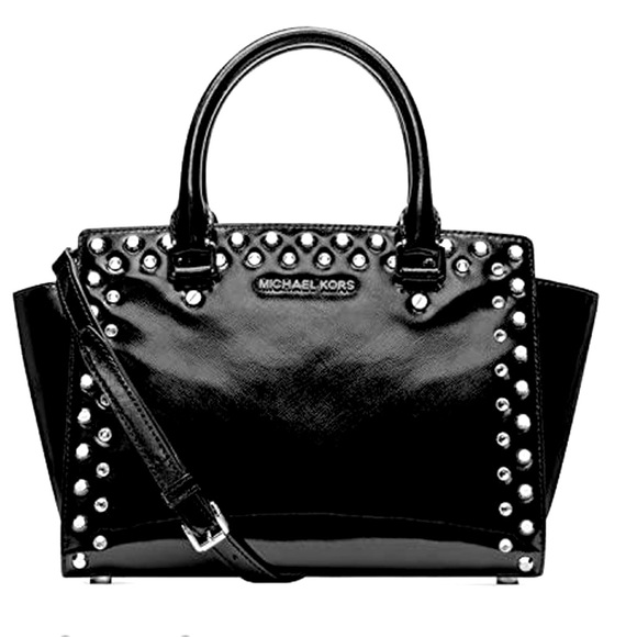 Michael Kors Handbags - Michael Kors Selma Rhinestone black patent leather bag